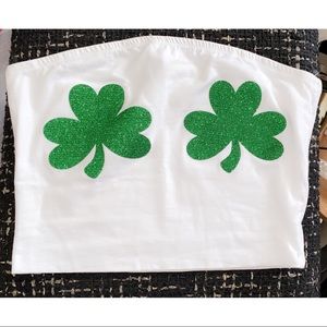Glitter Shamrocks Bandeau / Crop Top - St. Patrick’s Day Custom Top